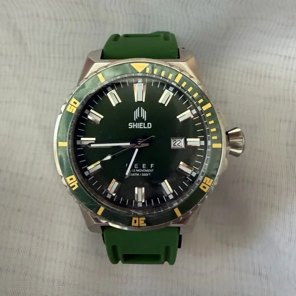 Shield Diving Watch with Green Band